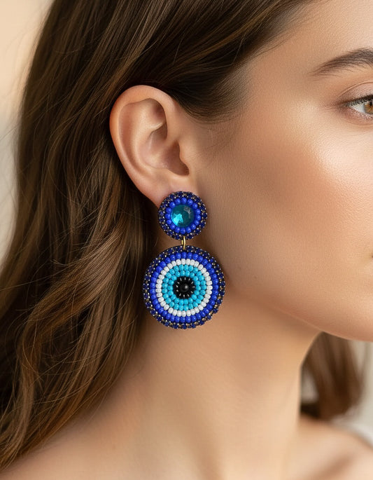 Mini Evil Eye Handmade Beaded Earrings