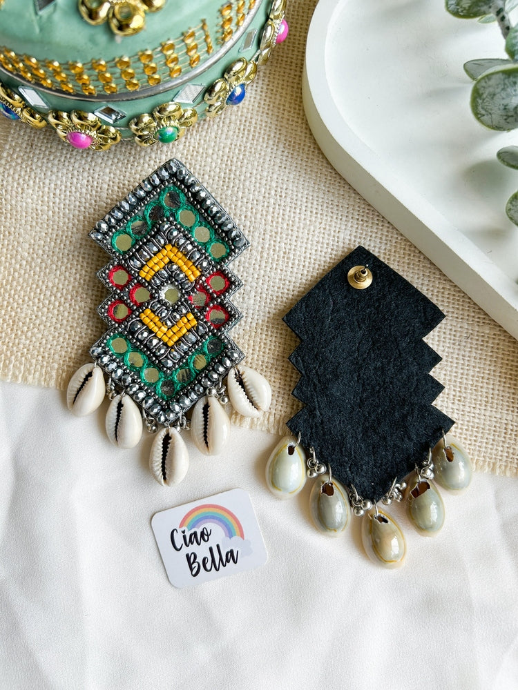 RangRaas Mirror Handmade Beaded Earrings