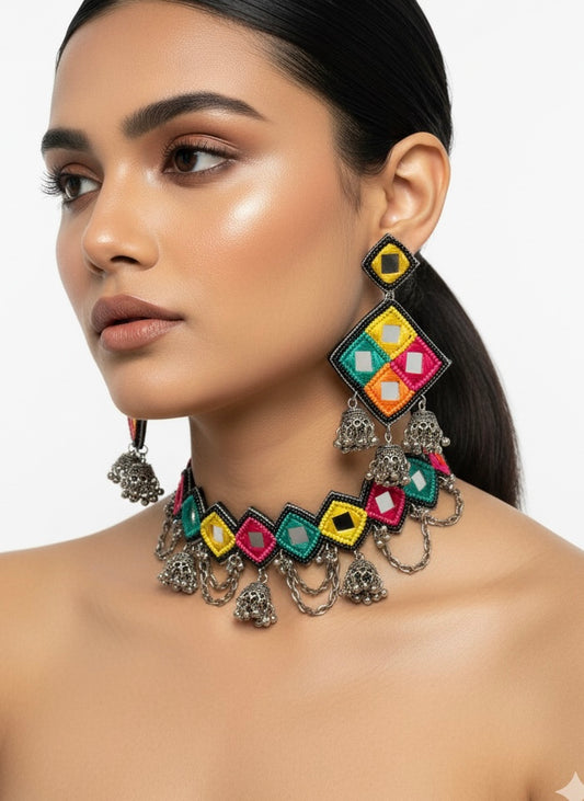 Ranjhana Handmade Beaded Necklace & Earrings Set