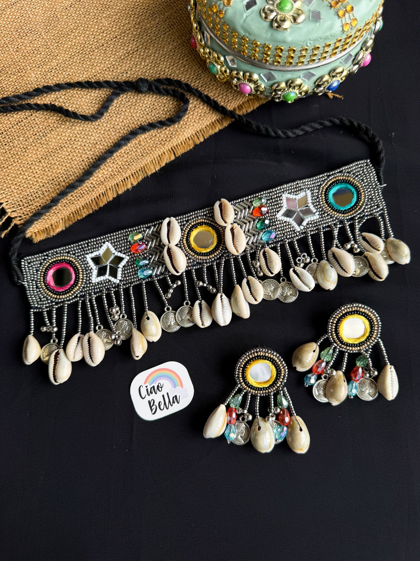 Riwaaz Handmade Beaded Necklace & Earrings Set
