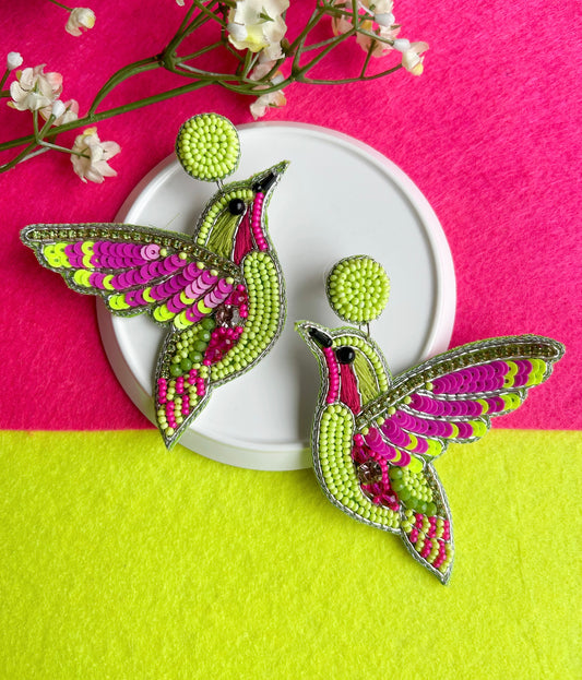 Humming Bird Handmade Beaded Earrings