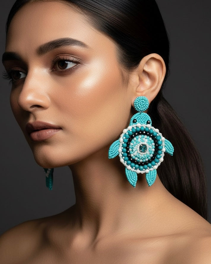 Oceanic Turtle Handmade Beaded Earrings