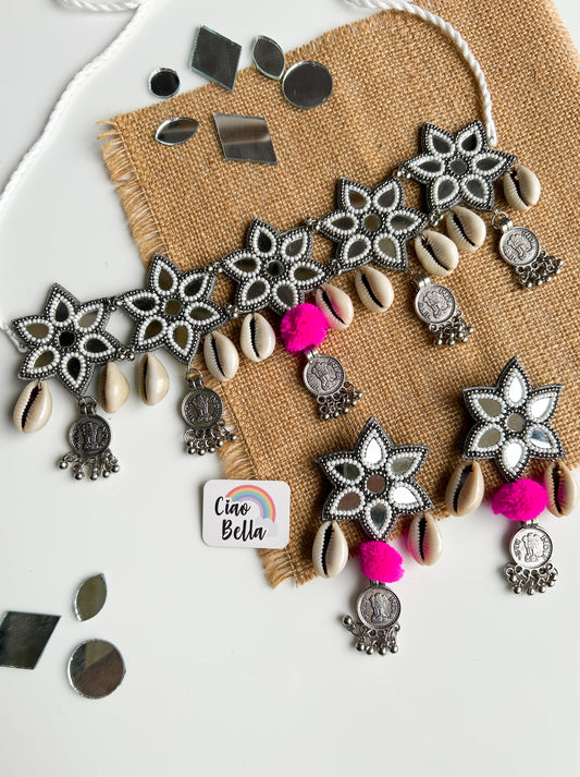 Naaz Mirror Handmade Beaded Necklace & Earrings Set