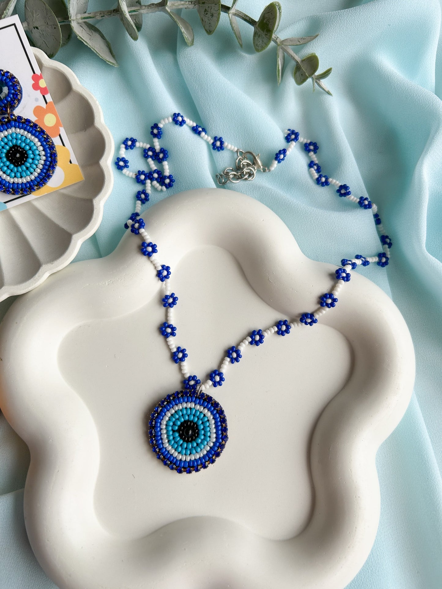 Mystic Evil Eye Handmade Beaded Necklace + Earrings + Ring Set