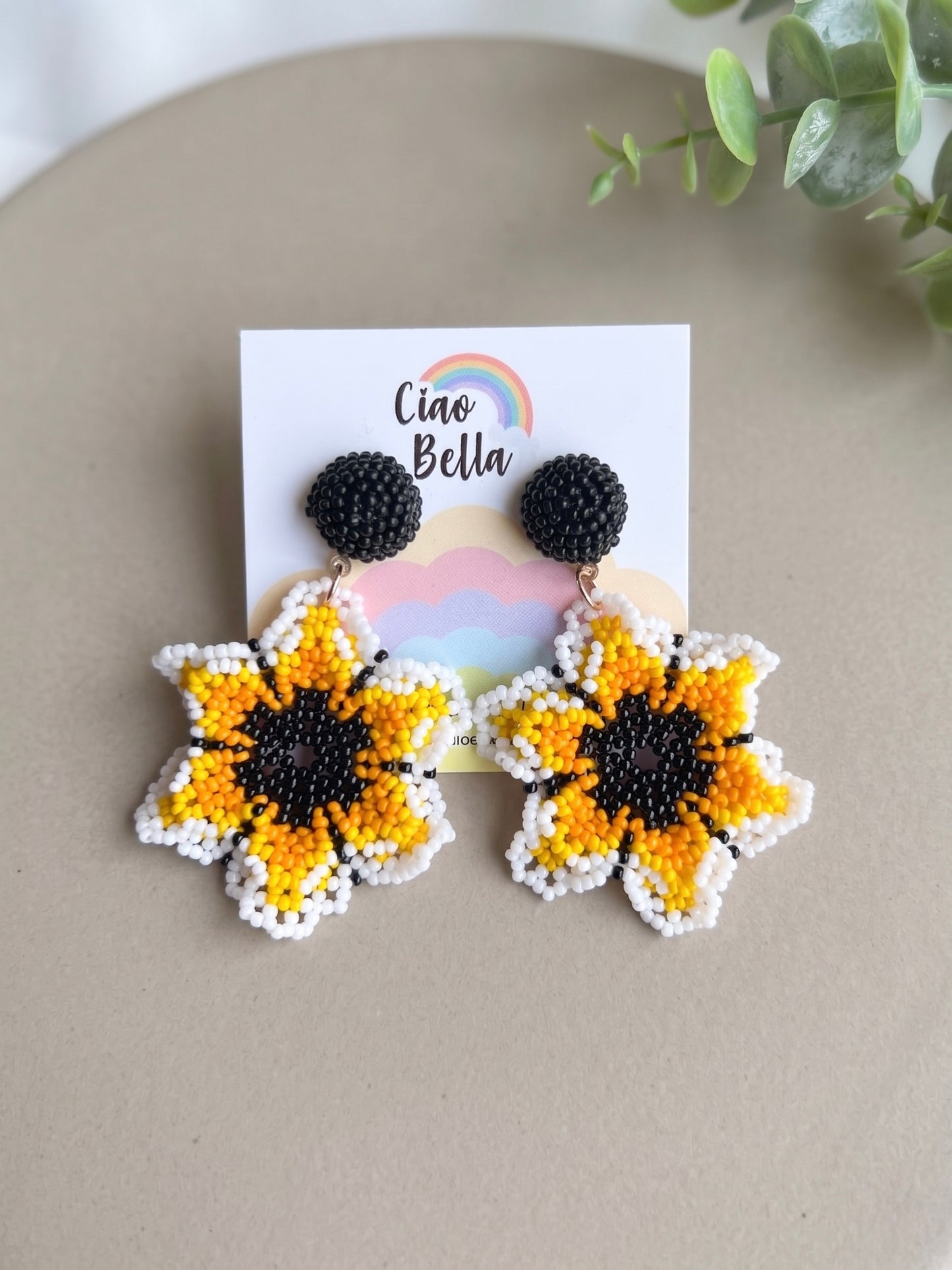 Sun-Kissed Yellow Flower Handmade Beaded Earrings