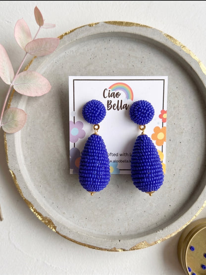 Sapphire Blue Drop Handmade Beaded Earrings