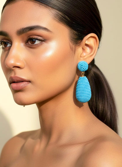 Baby Blue Drop Handmade Beaded Earrings