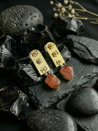 Flora Royale – Coral Handmade Brass Earrings