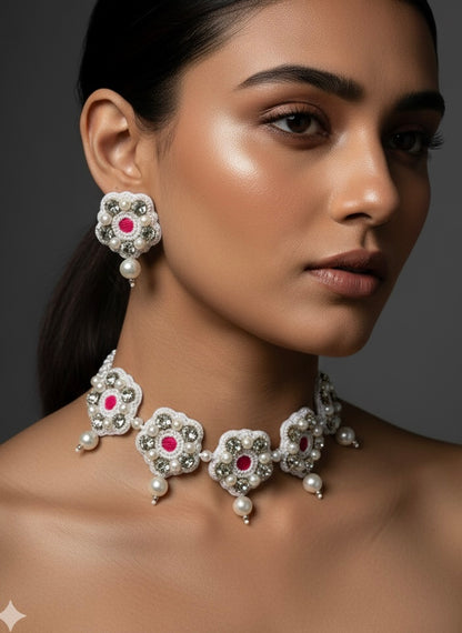Luna Pearl Handmade Necklace + Earrings Set
