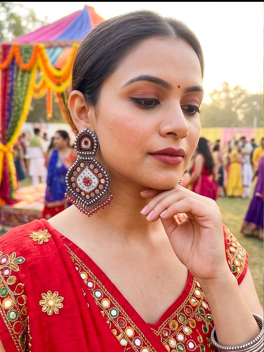 Mehrooni Mirror Handmade Beaded Earrings