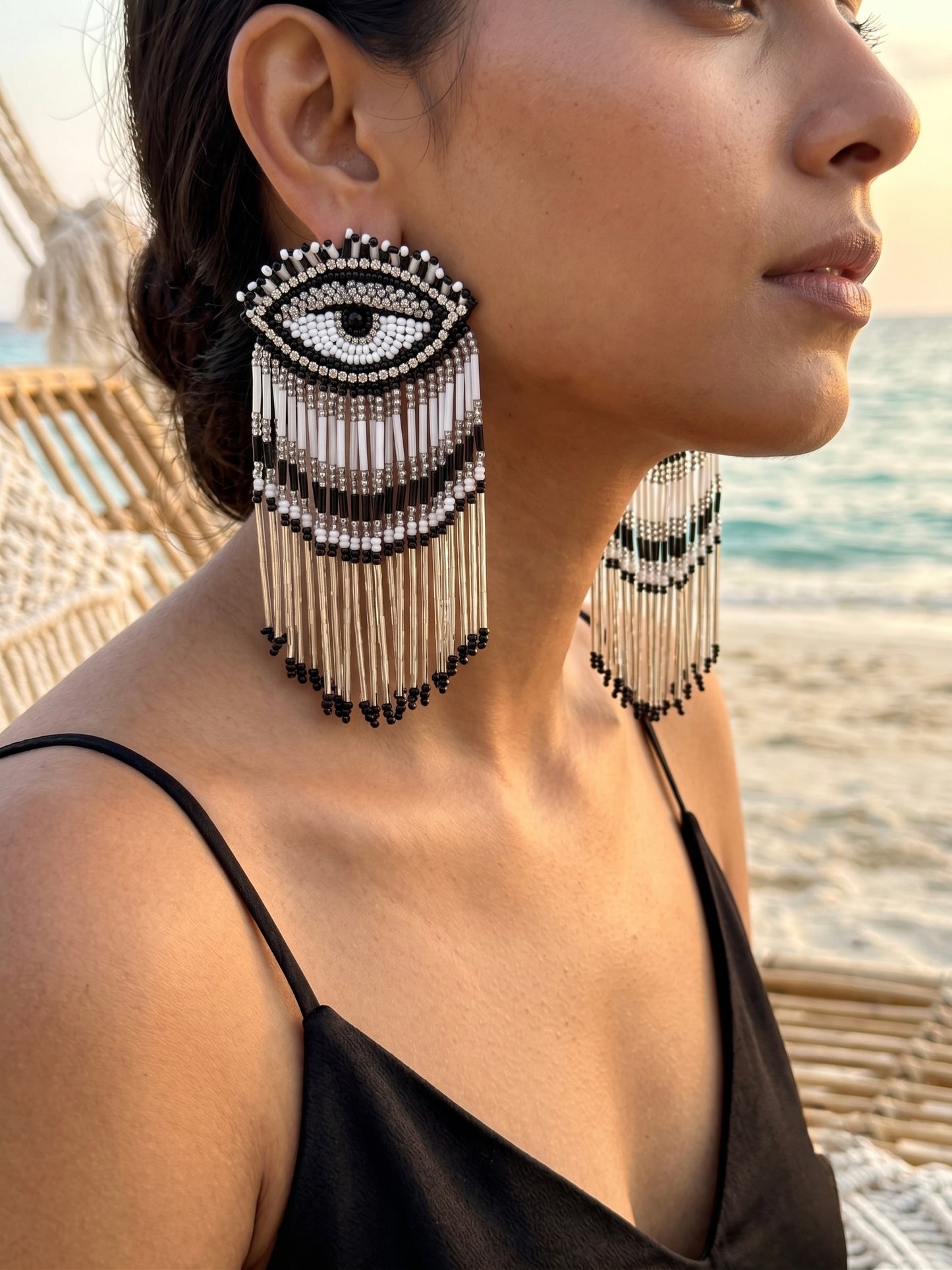Eyeconic Evil Eye Handmade Beaded Tassel Earrings