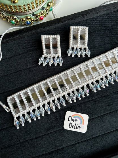 Sitara Silver Handmade Beaded Necklace & Earrings Set
