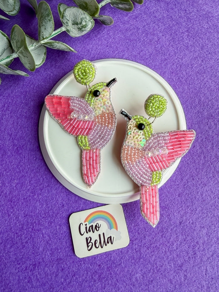 Lyla Humming Bird Handmade Beaded Earrings