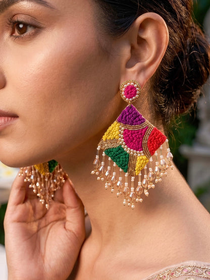 Rainbow Rangoli Handmade Beaded Earrings