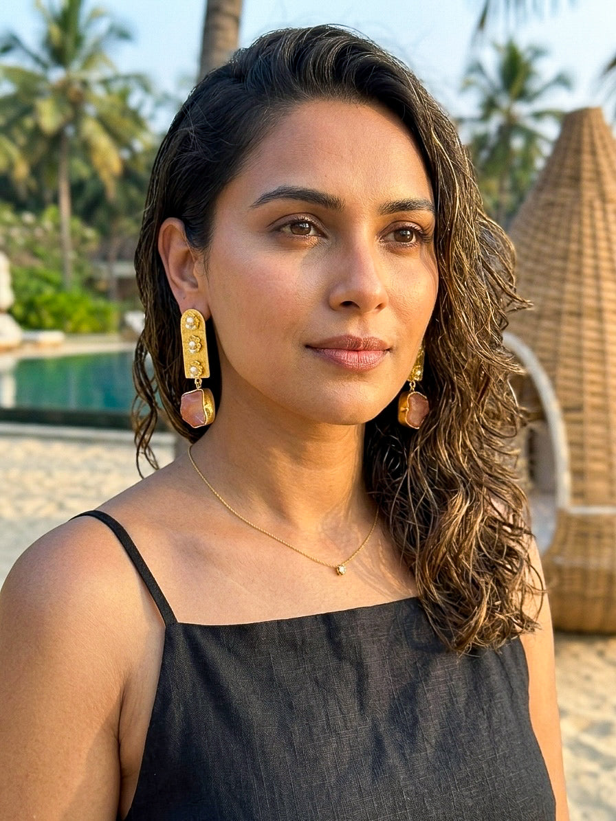 Flora Royale – Coral Handmade Brass Earrings