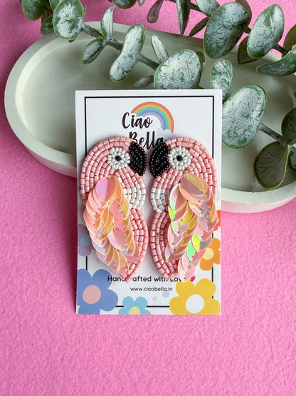 Blush Pink Parrot Handmade Beaded Bird Earrings