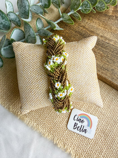 Luxe Flora Antique Brown Gold Handmade Beaded Bracelet