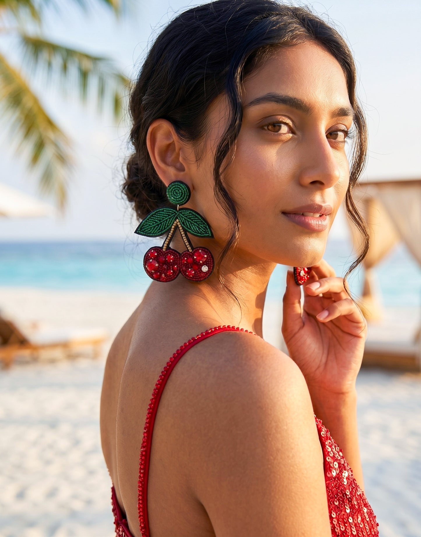 Cherry Love Handmade Beaded Earrings