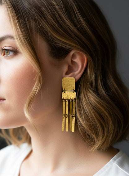 Juno Brass Drops Handmade Brass Earrings