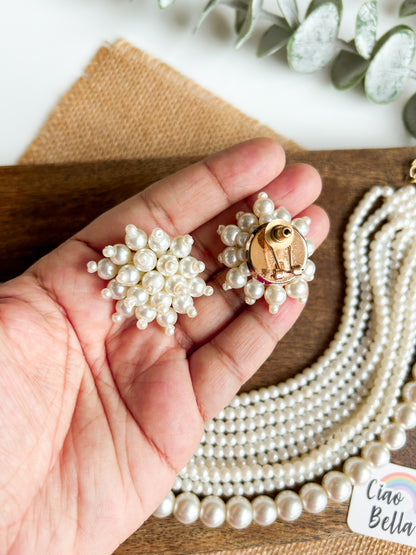 Ruhani Pearl Handmade Necklace + Earrings Set