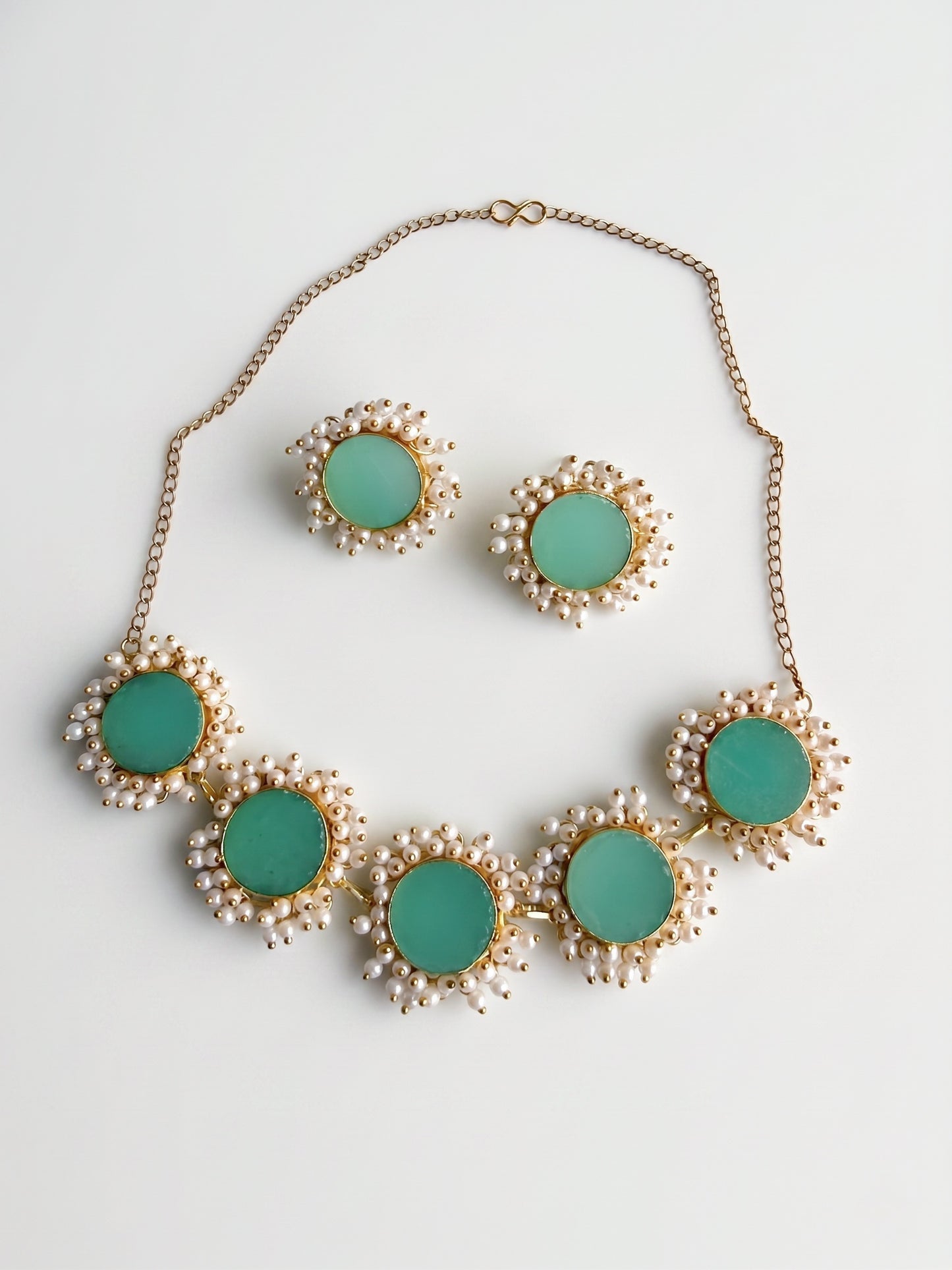 Sitara Green Pearl Handmade Brass Necklace Set