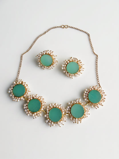 Sitara Green Pearl Handmade Brass Necklace Set