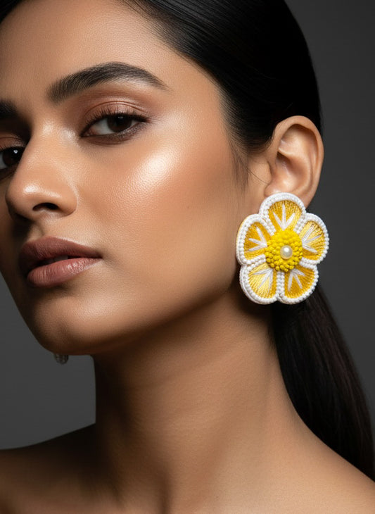 Sunshine Blossom Handmade Beaded Earrings