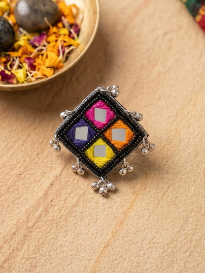 Navrang Mirror Handmade Beaded Ring