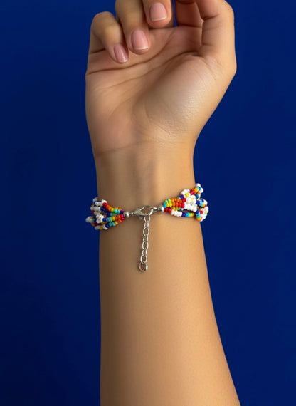 Spring Bloom Rainbow Daisy Handmade Beaded Bracelet