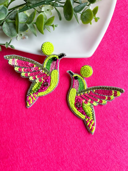 Humming Bird Handmade Beaded Earrings