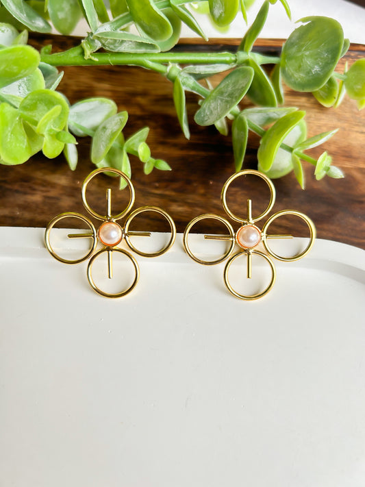 Zoe Brass & Pearl Earrings