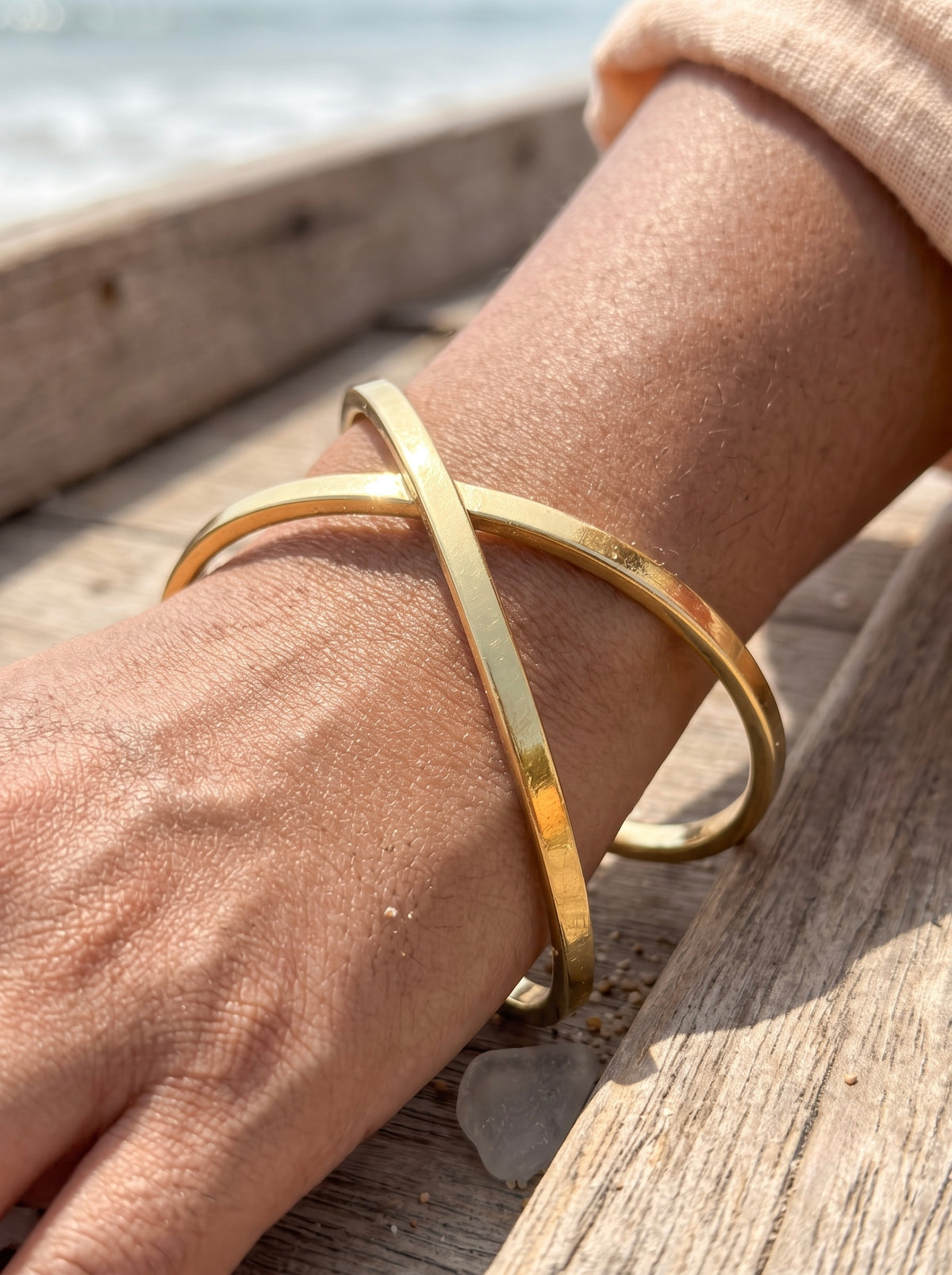 Boho Charm Handmade Brass Cuff Bracelet