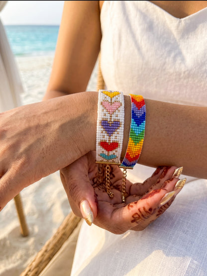 Happy Vibes Rainbow Stack Handmade Beaded Bracelet