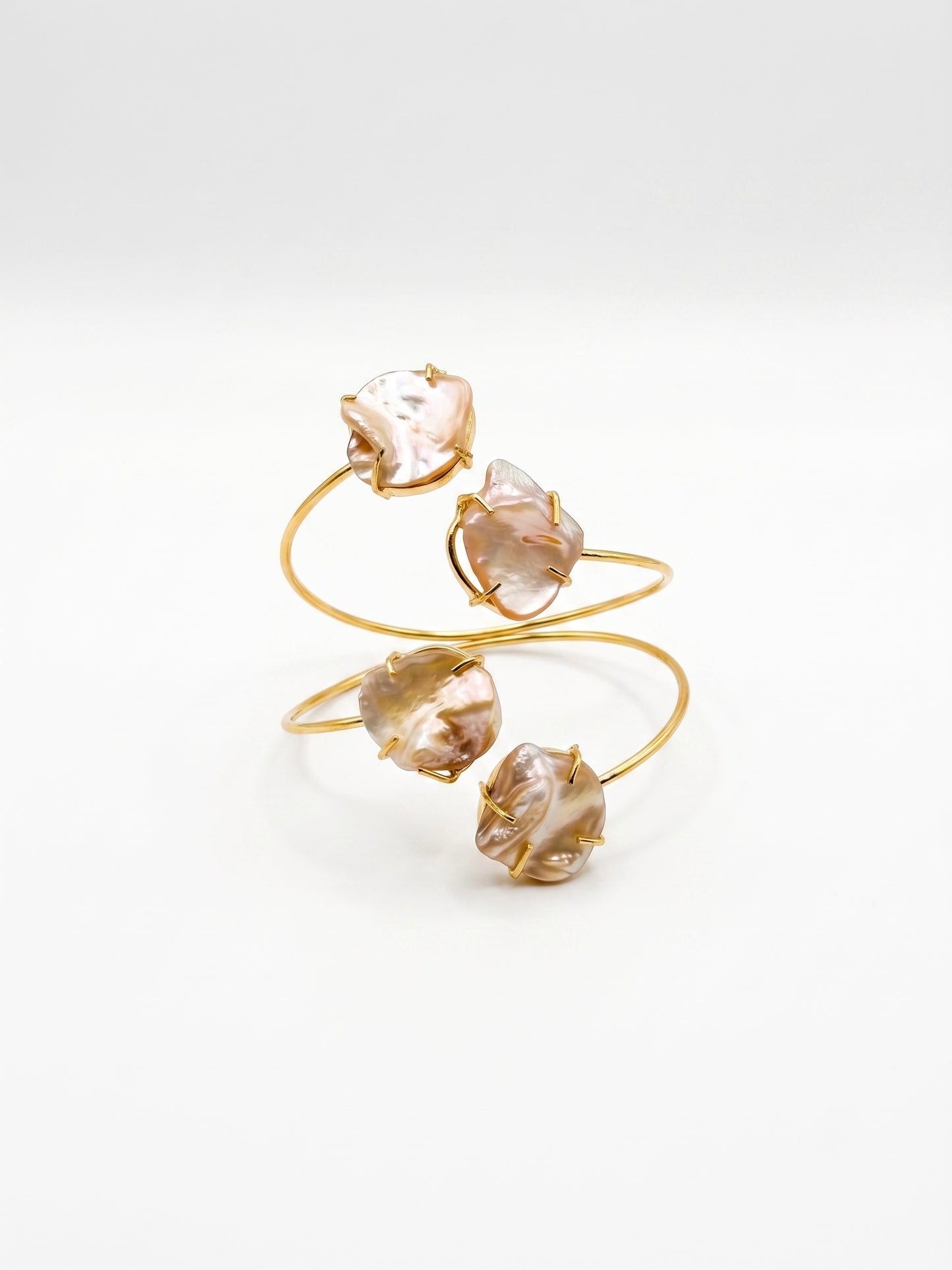 Aurora Mother of Pearl Handmade Brass Cuff Bracelet