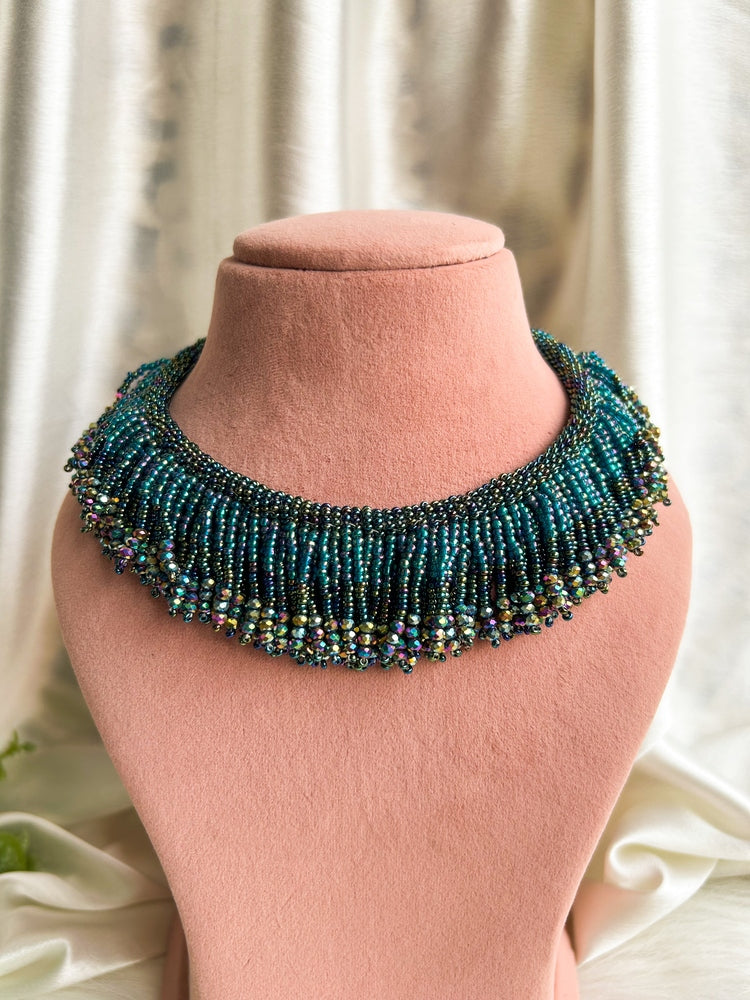 Meher Peacock Handmade Necklace + Earrings + Bracelet Set