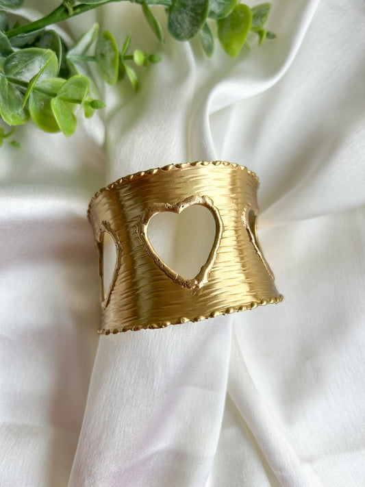 Trinity Heart Brass Cuff Bracelet