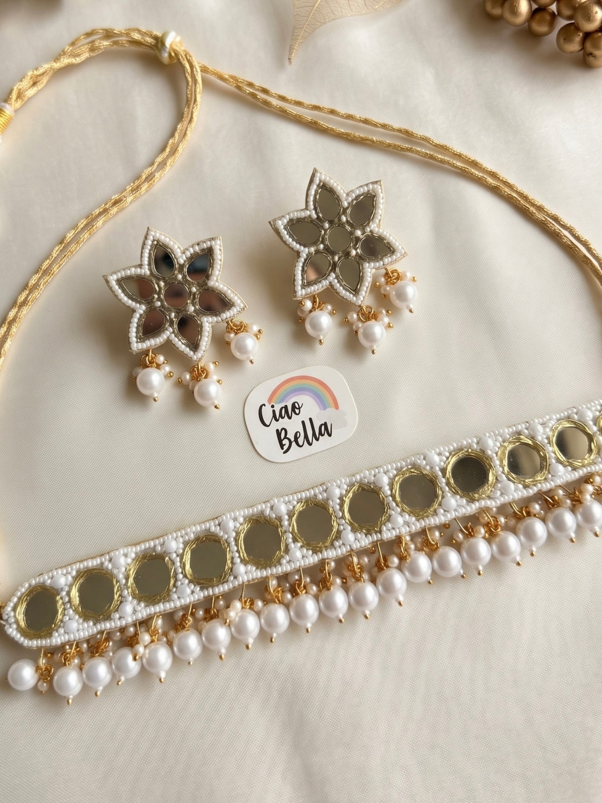 Noor Mirror Handmade Beaded Necklace & Earrings Set