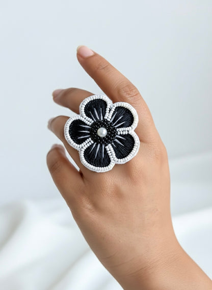 Twilight Blossom Handmade Beaded Ring