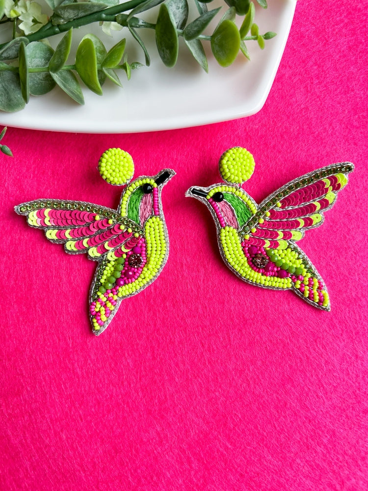 Humming Bird Handmade Beaded Earrings