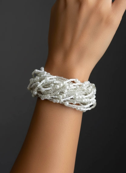 Noorani White Pearl Handmade Beaded Bracelet