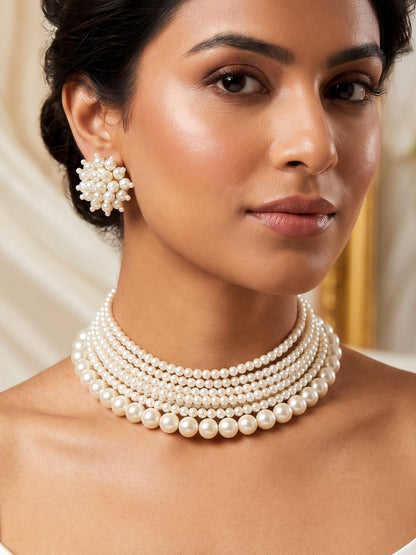 Ruhani Pearl Handmade Necklace + Earrings Set