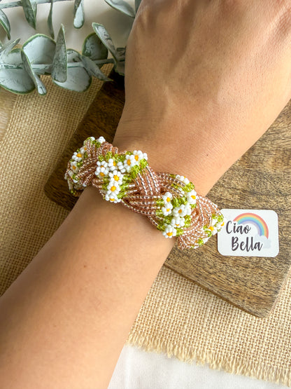 Luxe Flora Rose Gold Handmade Beaded Bracelet