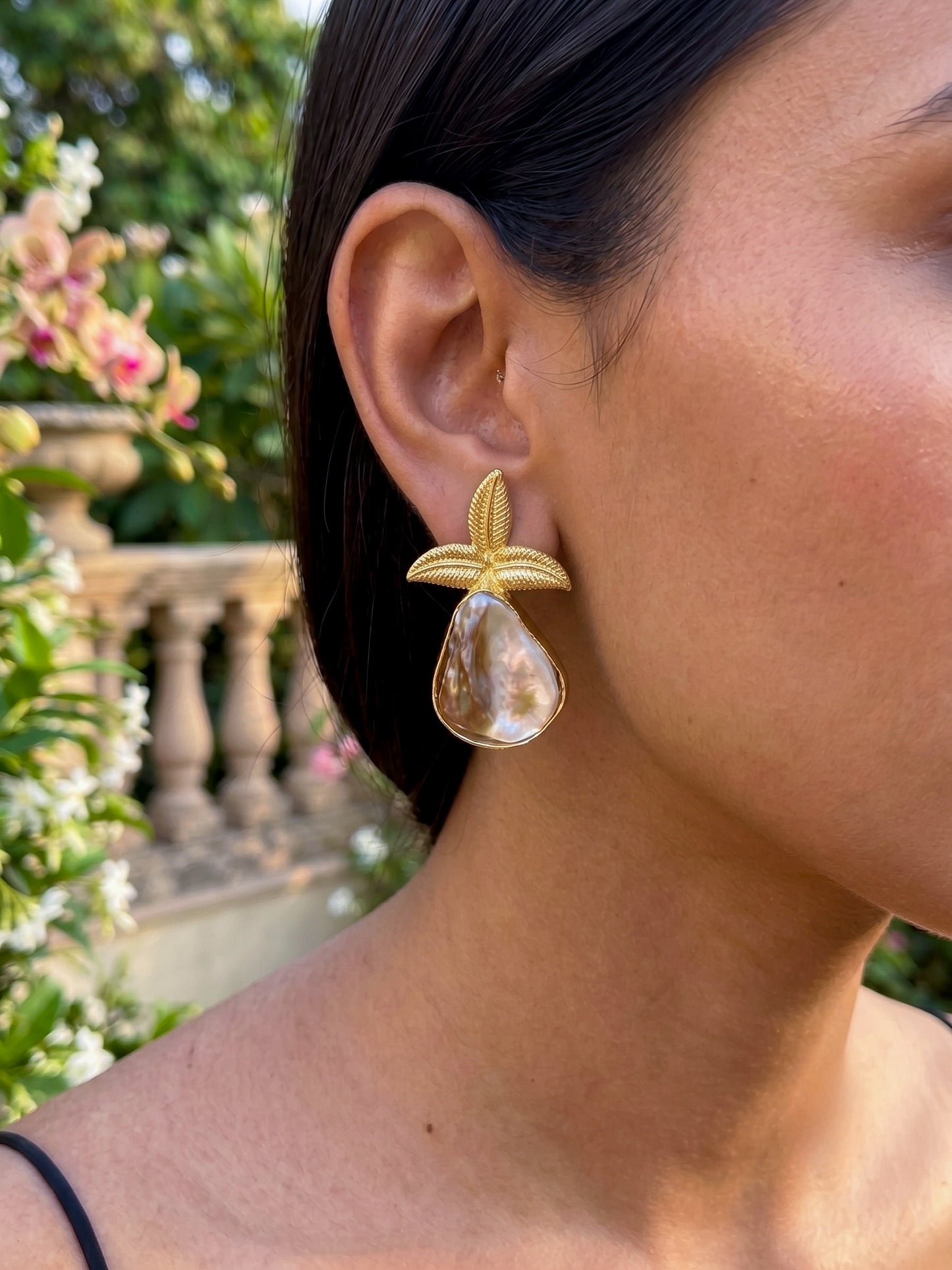 Paloma Mother of Pearl Handmade Brass Earrings