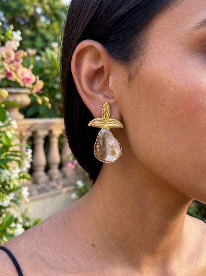 Paloma Mother of Pearl Handmade Brass Earrings