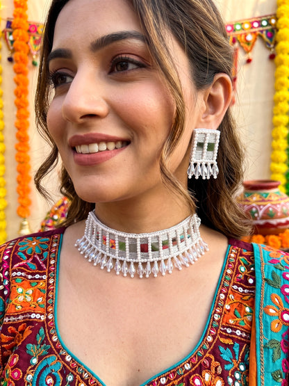 Sitara Silver Handmade Beaded Necklace & Earrings Set