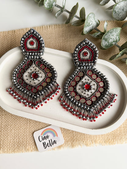 Mehrooni Mirror Handmade Beaded Earrings