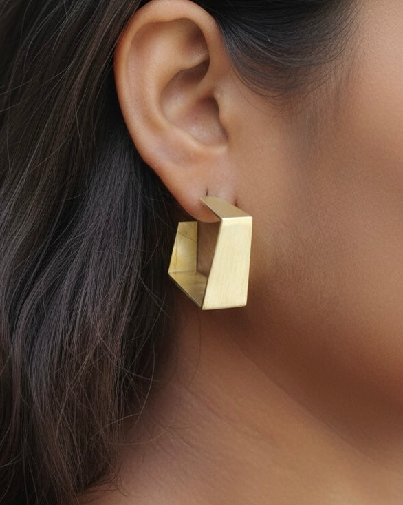 Square Hoop Handmade Brass Earrings