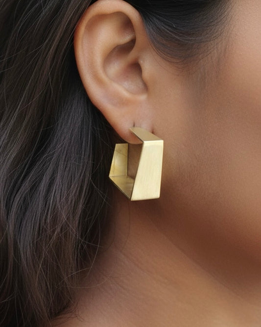 Square Hoop Handmade Brass Earrings