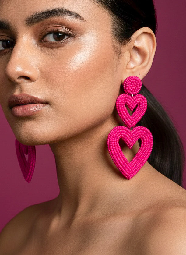 Steal My Love Handmade Beaded Heart Shaped Earrings