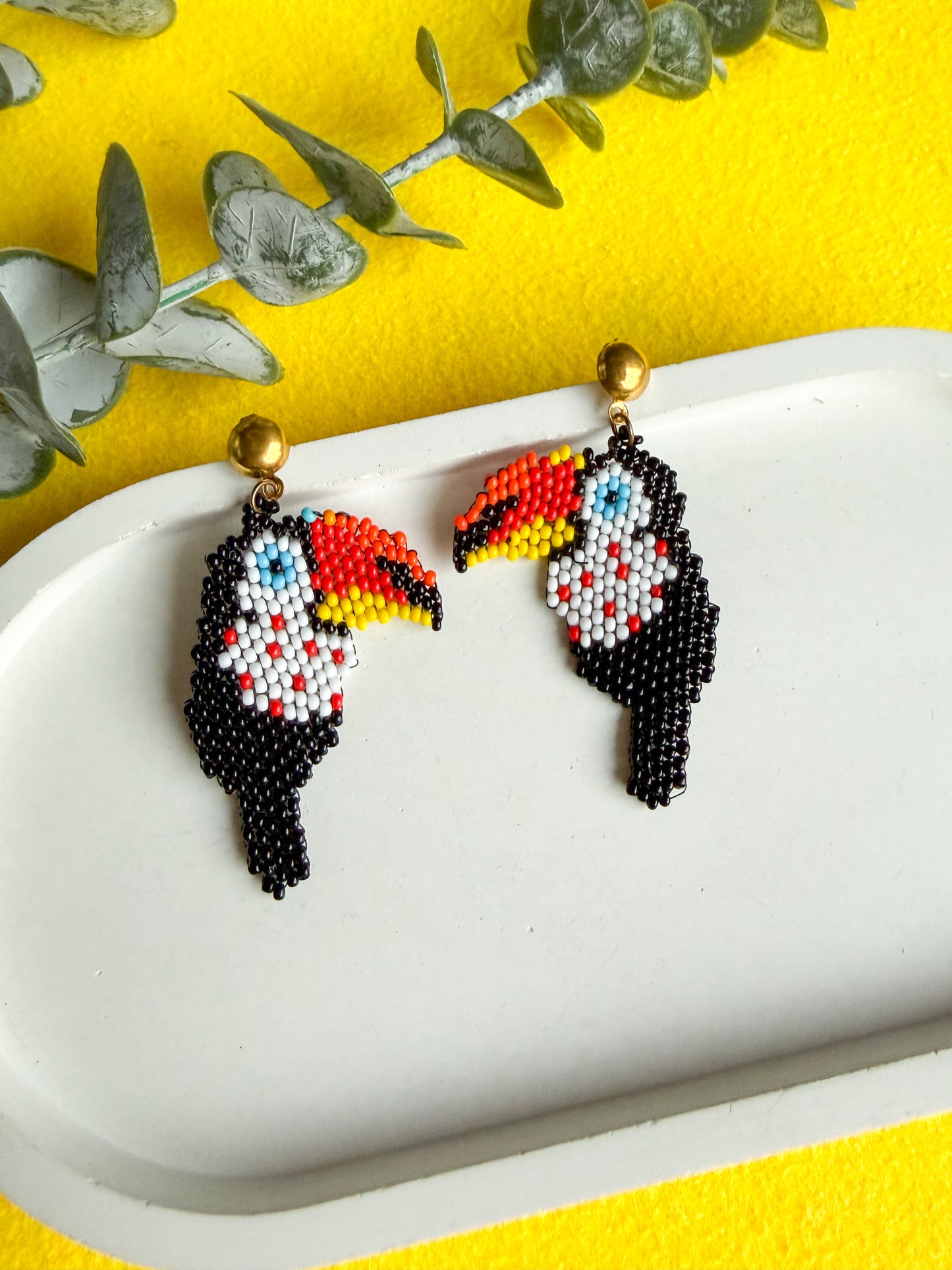 Tropical Tucson Handmade Beaded Bird Earrings